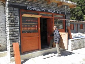 community shop in one of the higher altitude camps.