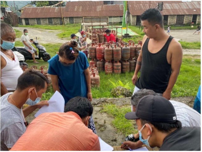 Collection point for the gas cylinder refills in Tashi Palkhiel Settlement