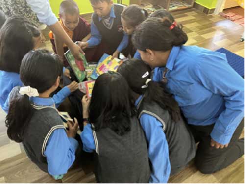 Children enjoying library
